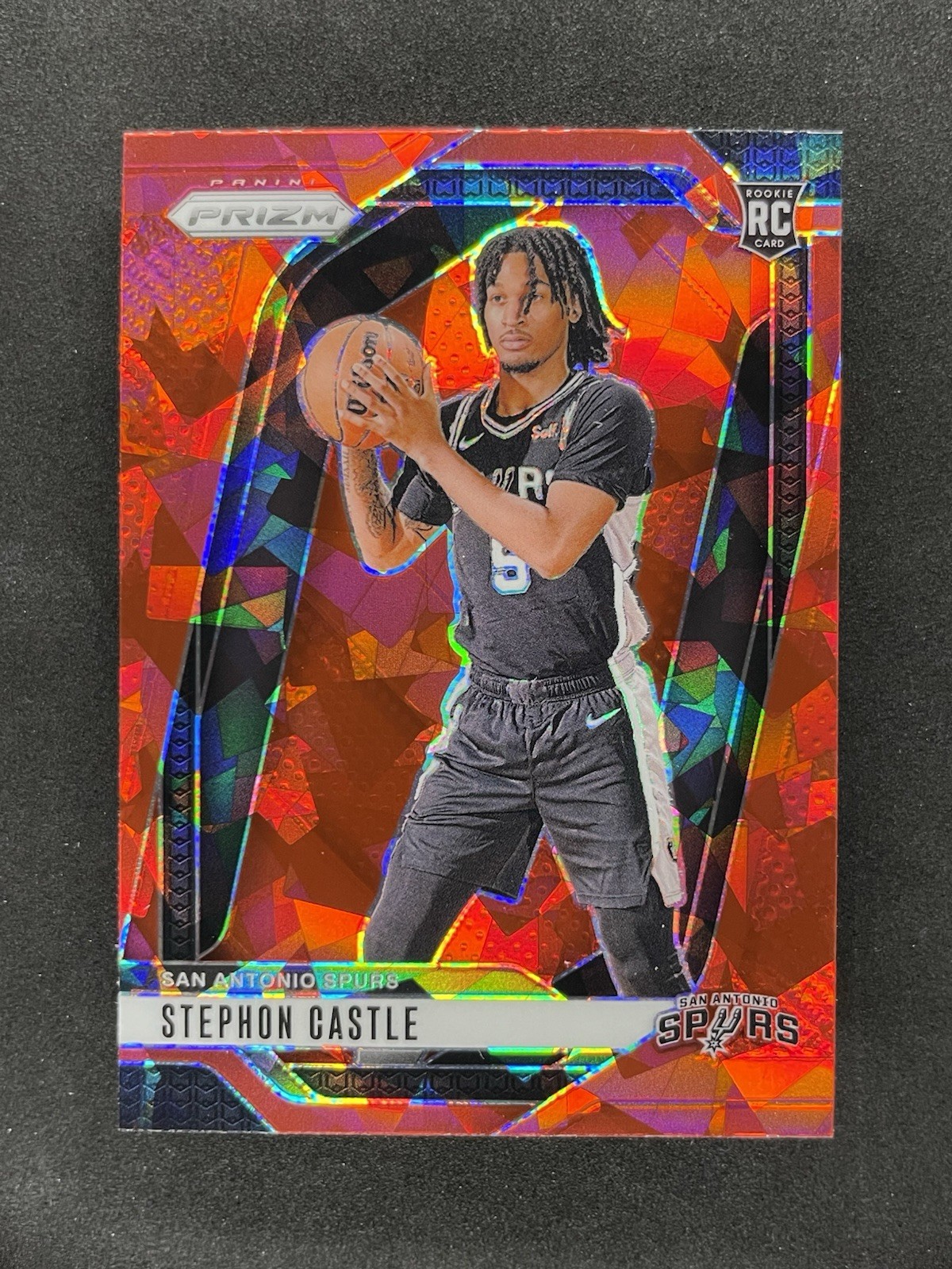 2024-25 Panini Prizm #234 Stephon Castle Red Creacked Ice Spurs ROY