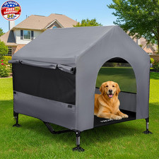 42" Dog House Outdoor Indoor with Breathable Mesh Windows, 2-in-1 Outside Dog Ho