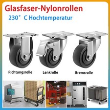 Hitzebest&auml;ndige Rollen Schwerlastrolle Transportrollen Glasfaser-Nylon 3/4/5Zoll