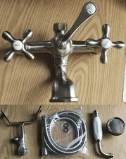 Quaker State Telephone Shower Set Wall Mounted, Brushed Nickel Faucets & Spout