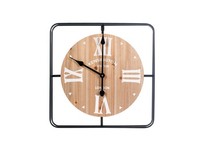 H&H Wanduhr London Aus Holz Und Metall Quadrat 50X5 Cm