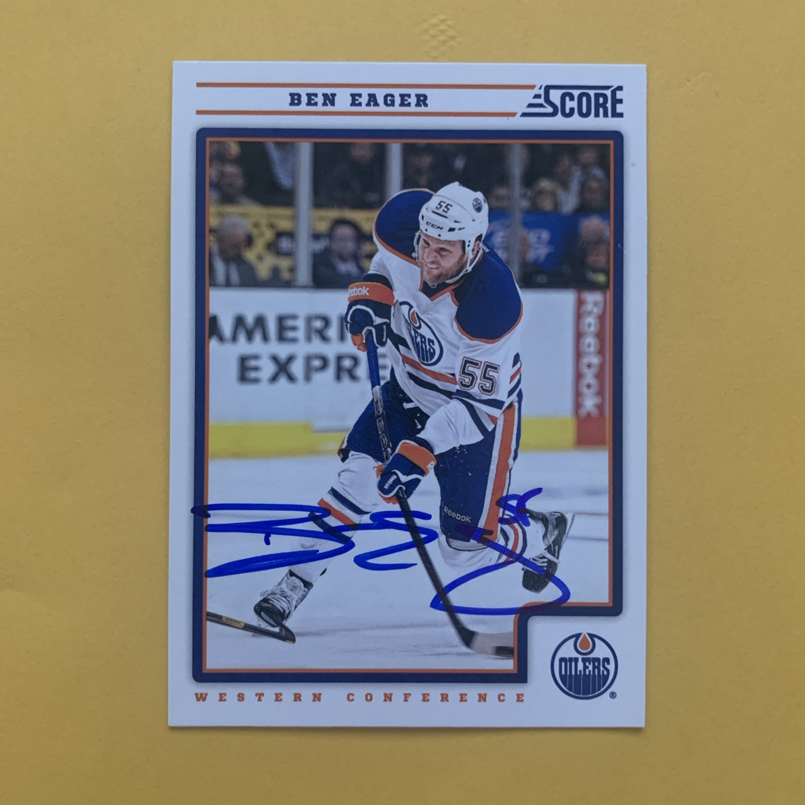 Ben Eager SIGNED 2012-13 Score #202, Edmonton Oilers, AUTOGRAPHED