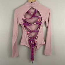 Intimately Free Womens M Pink Straps In The Back Bodysuit Adjustable