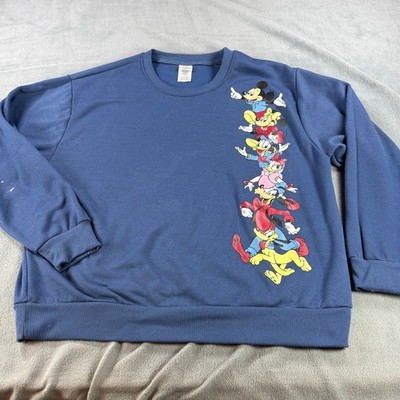 Disney Mickey and Friends Blue Crewneck Sweatshirt Jerry Leigh Large JT25787