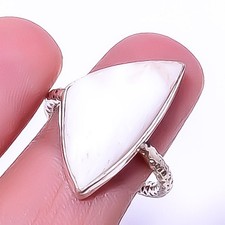 White Scolecite - India 925 Sterling Silver Jewelry Ring s.8 R5847-7
