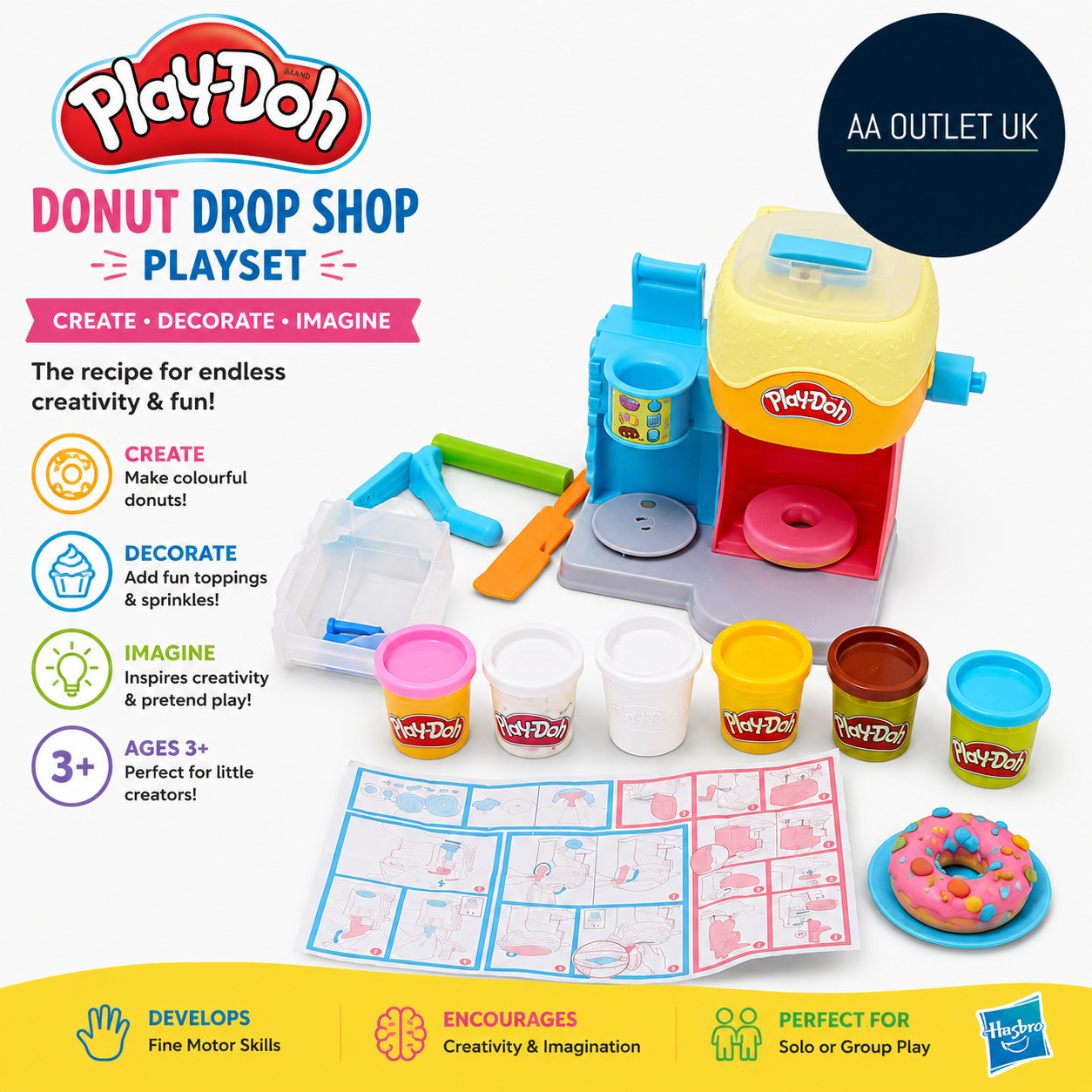 Play Doh Donut Drop Shop Playset Food Toy Kids Arts Crafts 3+