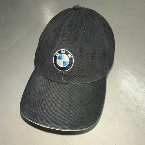 Black German BMW Lifestyle Strapback Hat Cap Logo Sports Luxury Car Faded Used - Picture 3 of 11