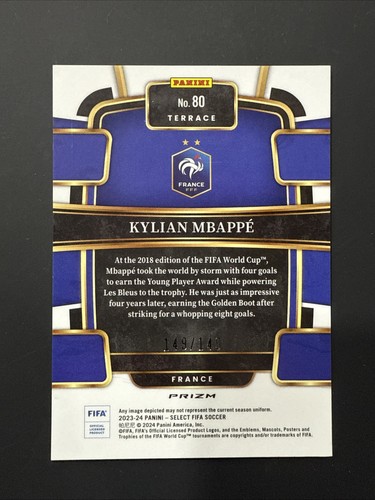 2023-24 Select FIFA Terrace Level KYLIAN MBAPPE Red Wave Prizm SSP 149/149 🇫🇷 - Picture 2 of 3