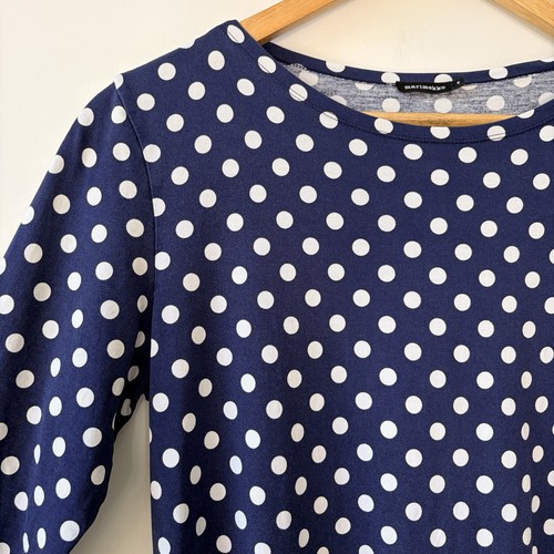MARIMEKKO M Ilma Pallo Polka Dot Boatneck Top Navy Blue/White Dots 100% Cotton - Bild 5 von 12