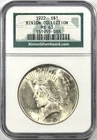1922 $1 PEACE SILVER DOLLAR NGC MS63–BINION COLLECTION
