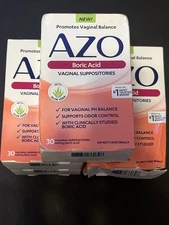 Azo Promotes Vaginal Balance Boric Acid Vaginal Suppositories 30ct 5 Boxes 6/26+