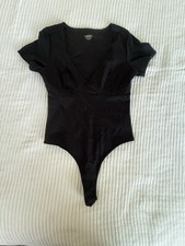 Women's Short Sleeve Bodysuit One Piece Solid Black Size S 1 Pack