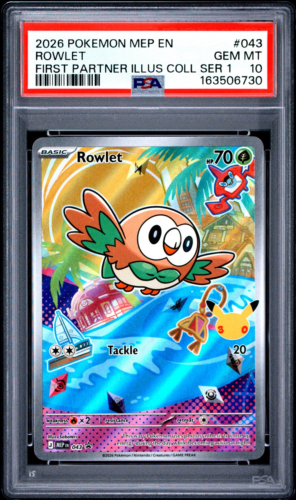 2026 POKEMON MEP EN-ME BLACK STAR PROMO #043 ROWLET PSA 10
