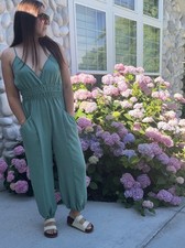 Sage colored woman's jumpsuit