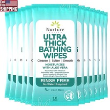 XL Disposable Bath Wipes Sensitive Skin Waterless Shower Travel Hygiene New