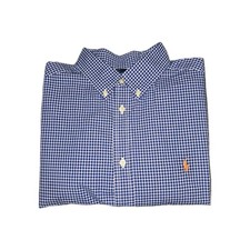 Polo Ralph Lauren Button-Down Blue-Whi Plaid Dress Shirt Boy Youth Sz XL 18-20