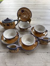 Child's 12 Piece Vintage Gold Luster Ware Hand Painted Tea Set Japan