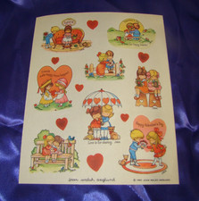 Vintage Hallmark Joan Walsh Anglund Valentine Stickers - Full Sheet