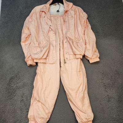 Vintage ellesse Track Suit Womens 8 Peach Pink Nylon 2 Piece Windbreaker 80s