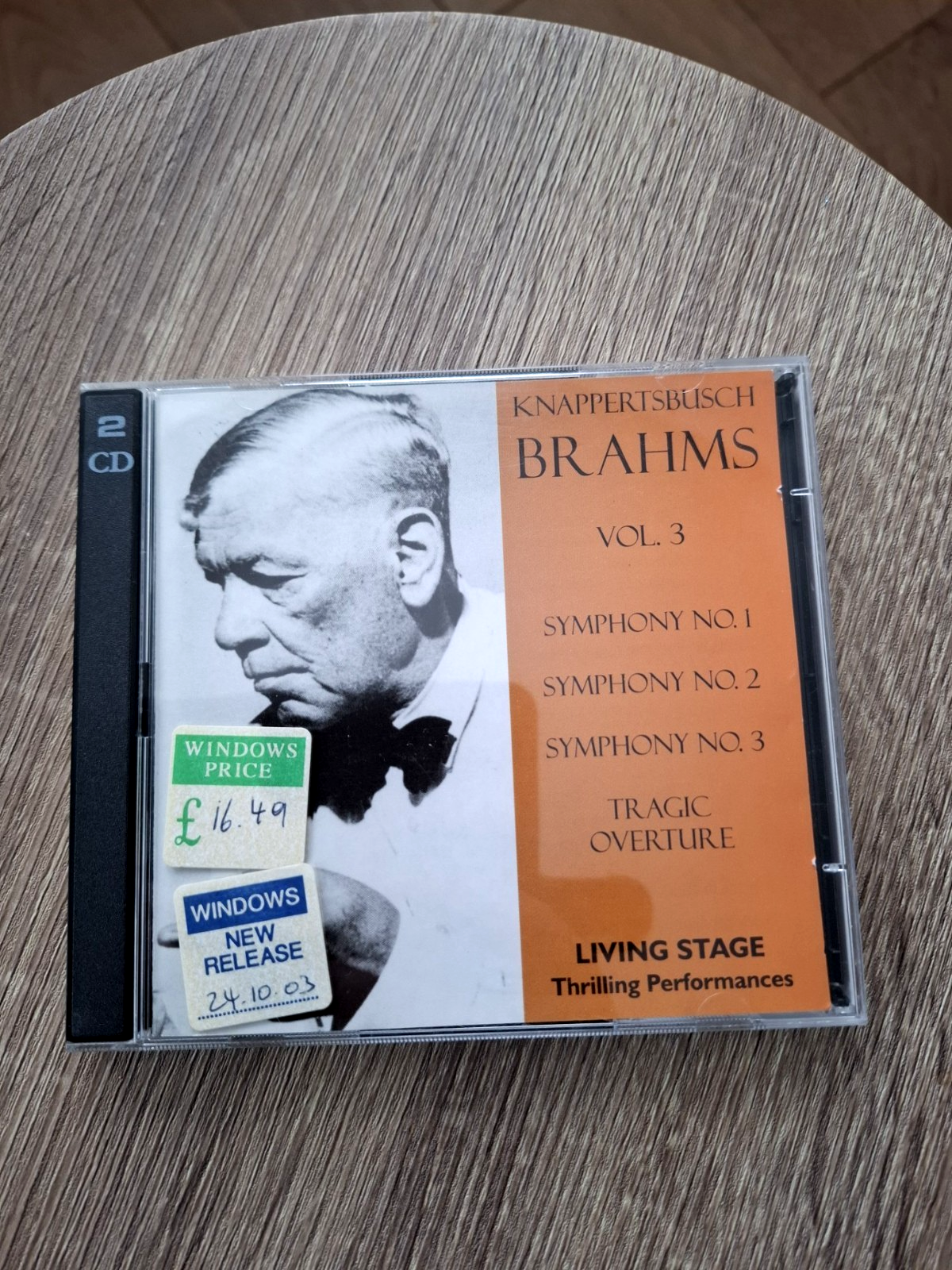 Hans Knappertsbusch: Vol 3: Brahms Symphony Nos. 1-3 Tragic Overture 2CD Set: