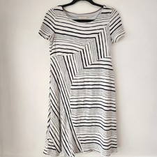 Maeve Anthropologie Black and White Striped Artsy Dress Lagenlook Women's XS