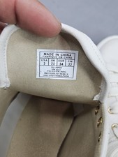 Michael Kors Girls MK Monogram Sneakers White Gold Lace Up Shoes Size US 3 UK