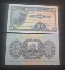 GIBRALTAR 10 Shillings, B-NP102; UNC, 2018; features the Rock of Gibraltar