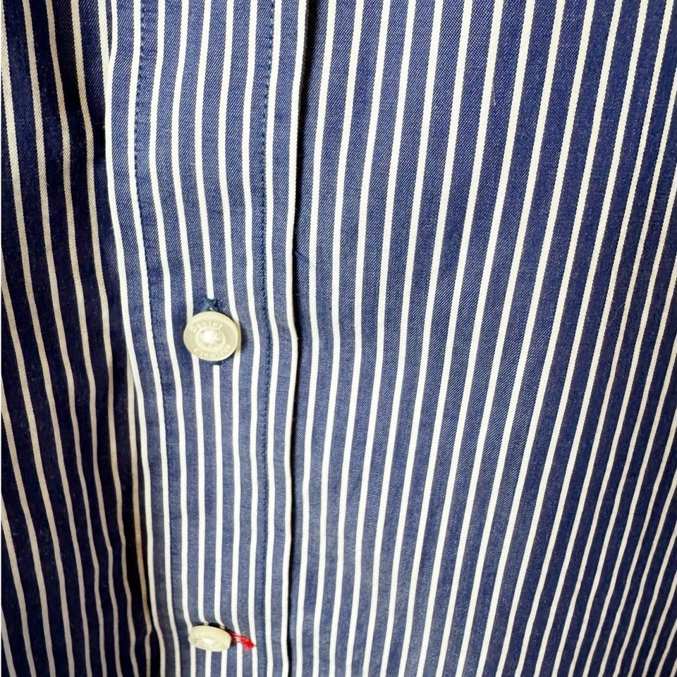 Daniel Cremieux Mens Button Down Striped Shirt Blue White Short Sleeve Large - Image 3 of 4