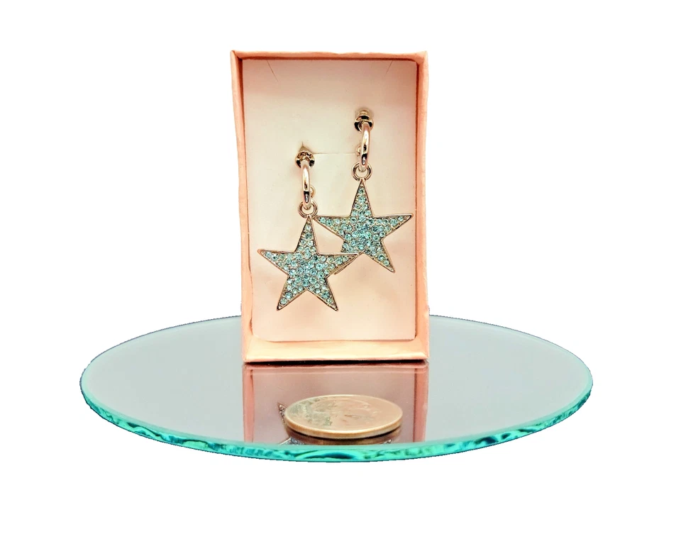 Pendientes en forma de estrella poste/colgantes con gemas azules con caja de regalo Foto 3 de 4