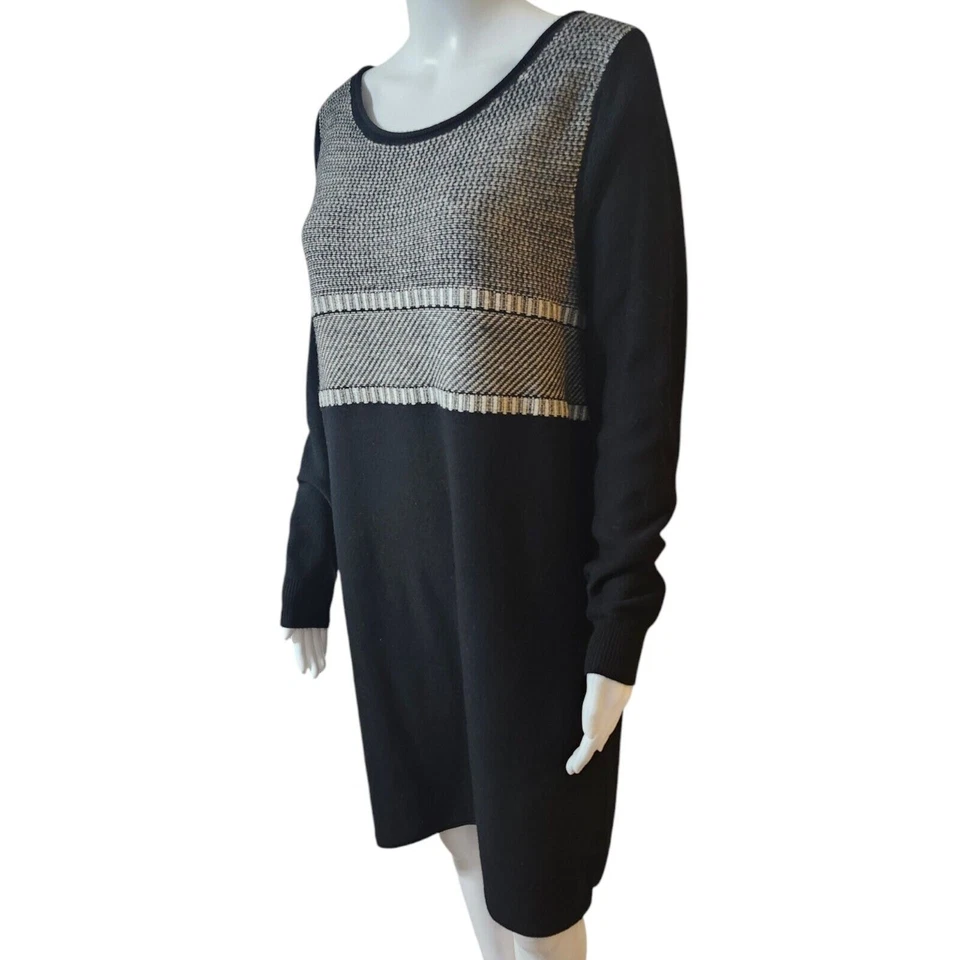 Vestido Suéter Athleta Cloudbreak Negro y Gris Manga Larga Lana Merino Talla L Foto 3 de 4