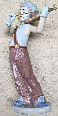 Vintage Lladro Porcelain Clown Figurine Playing Violin Good Shape