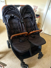 Ickle Bubba Venus Prime Double Pushchair Black with Footmuffs & Rain Cover