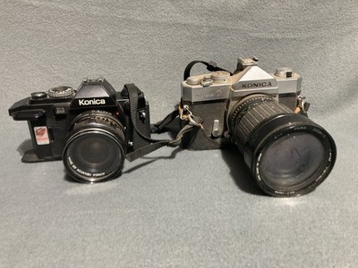 2 Vintage Konica Cameras w lenses FS-1 & Autoreflex T Estate Find UNTESTED AS IS