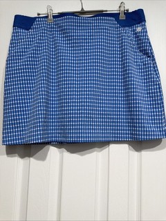LILLY PULITZER Sz 12UPF 50 Luxletic Aona Skort Morelle Blue Performance Gingham