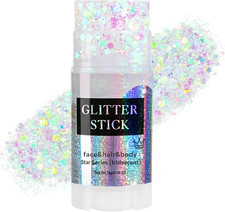 Iridescent White Body Glitter Stick, Face Hair Glitter for Kids, Festival Rave C