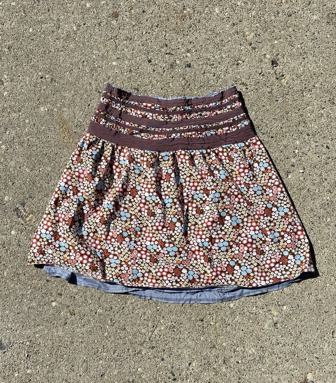 Floral brown paisley casual women's skirt midi