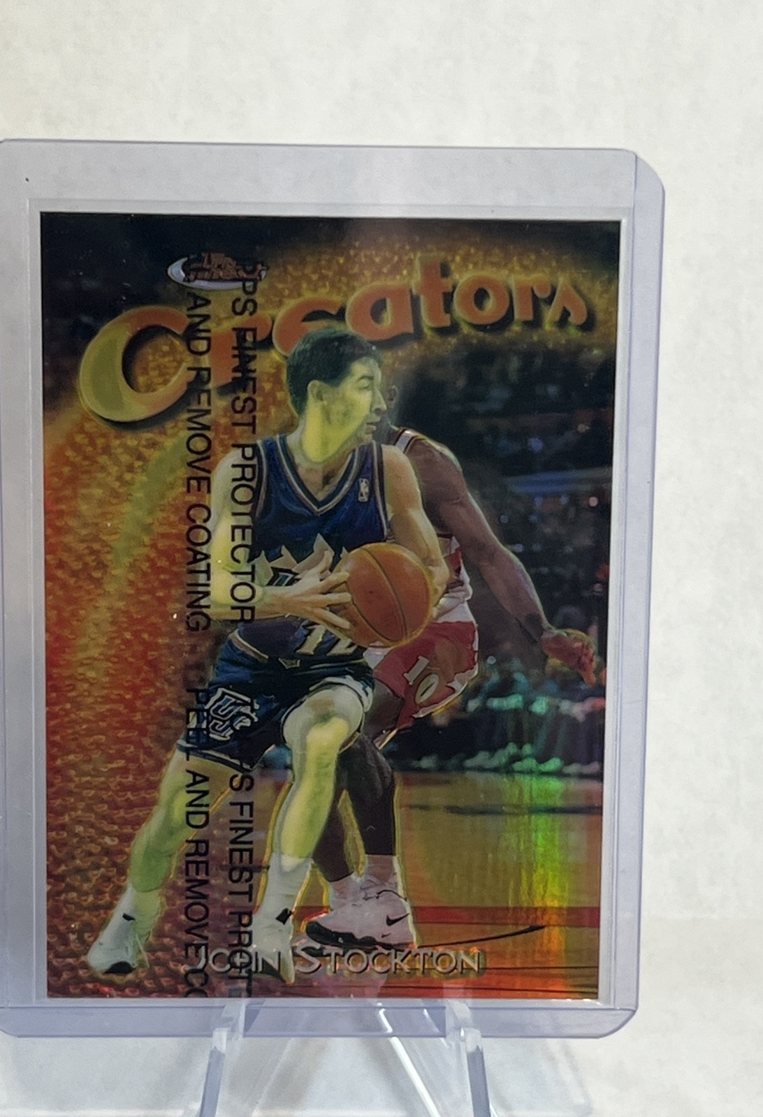 1997-98 Topps Finest - Common Bronze John Stockton #187 Refractor