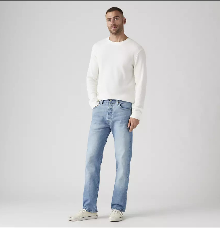 LEVI'S 501® Original Fit Men's Jeans, Don't Trip - Light Wash - Stretch NEW