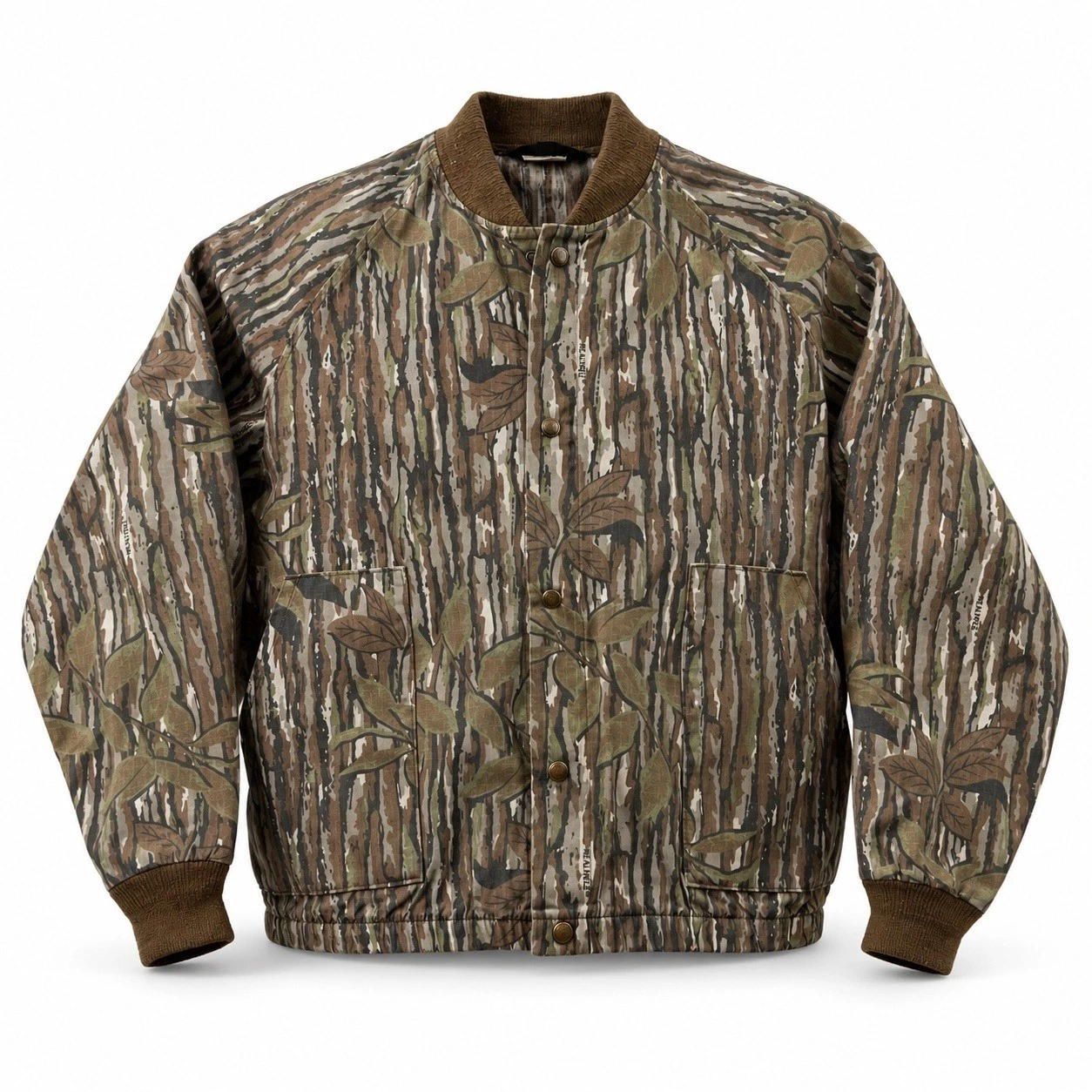 Vintage Liberty Camo Bomber Jacket Mens XL Realtree Treebark Hunting USA Made image 1