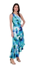 $198 Eliza J Women's One-Shoulder Satin Asymmetric Dress Sz 8 NWT Party Cocktail