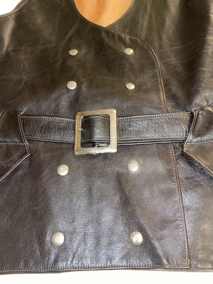 VTG Leather Motorcycle, Bikers , Steampunk Vest Dark Brownish Black - Image 3 of 4