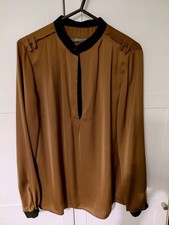 CHOCOLATE BROWN SILK FEEL TOP BY ZARA SIZE M BNWT