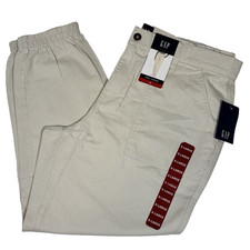 Gap Twill Jogger Pant Womens XL Birch Light Tan Elastic back/ankle Button front