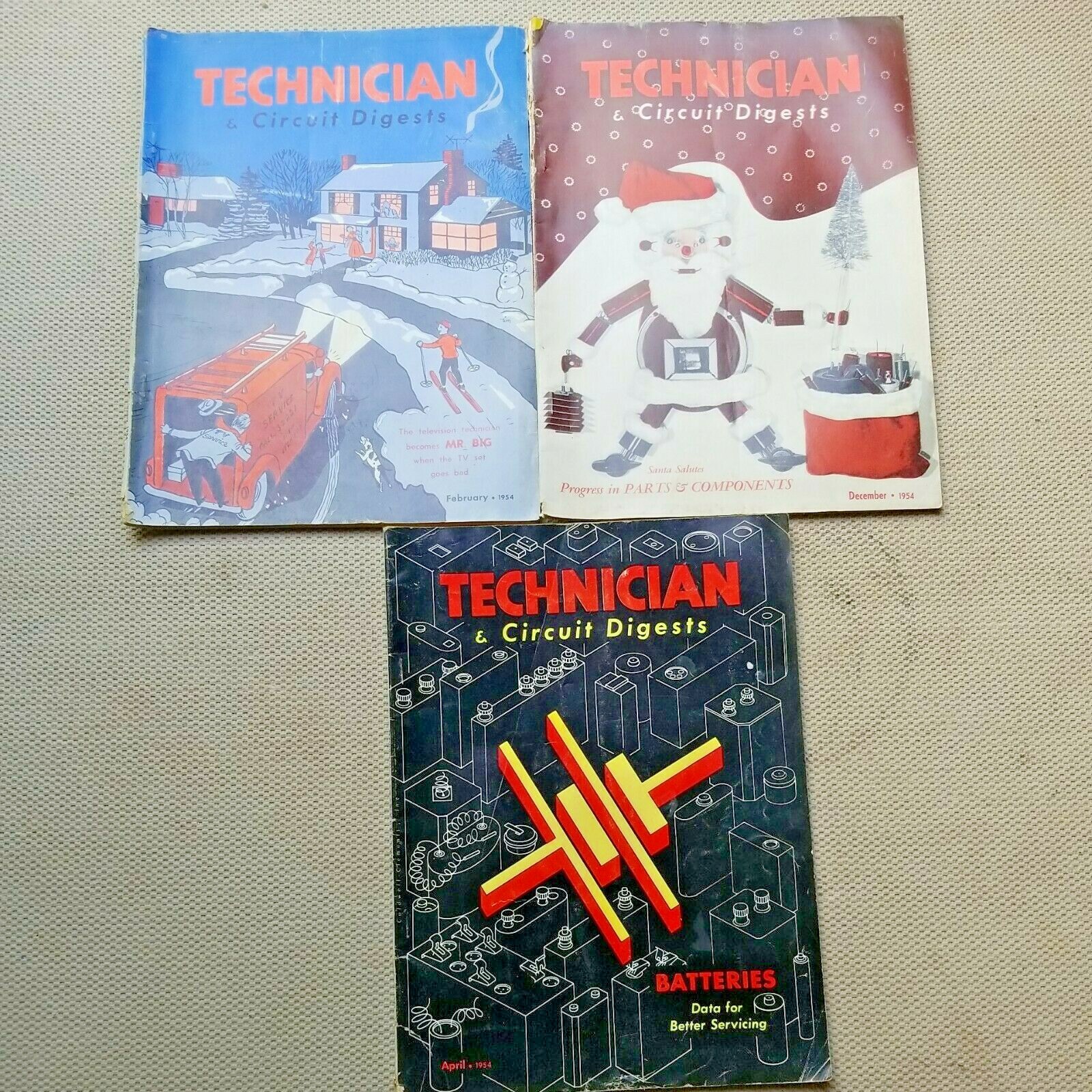 Lot Of 3 Vintage 1954 Technician & Circuit Digest Magazines Mickey Mantle  Ad | eBay