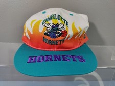RARE VINTAGE NEW WITH TAGS 90'S CHARLOTTE HORNETS "ON FIRE" SNAPBACK HAT NBA