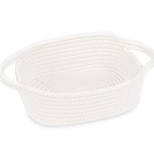 Small Storage Basket, Mini Baby Basket, Cute Tiny Cotton Rope Woven White