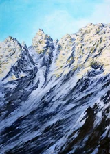 Mountain Acrylic Painting Landscape paper Original OOAK signed collectible Art