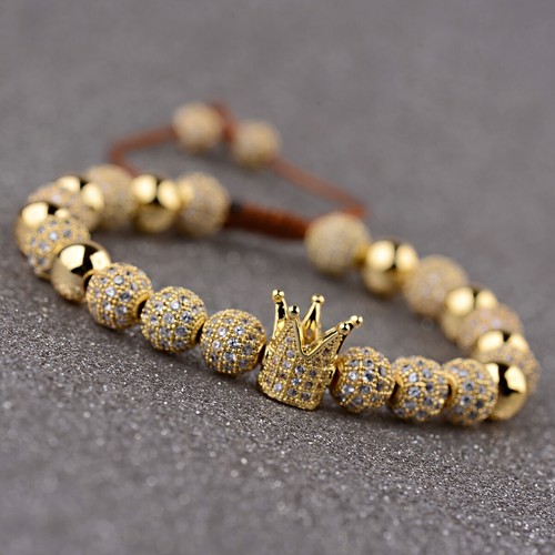 Luxury Men Women Zircon Demon Eye Hand Crown Beads Braiding Adjustable Bracelets - Picture 39 of 49