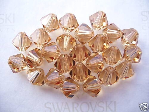 50 pc. SWAROVSKI CRYSTAL LIGHT COLORADO TOPAZ 6mm 5328 Bicone BEADS, Free Ship
