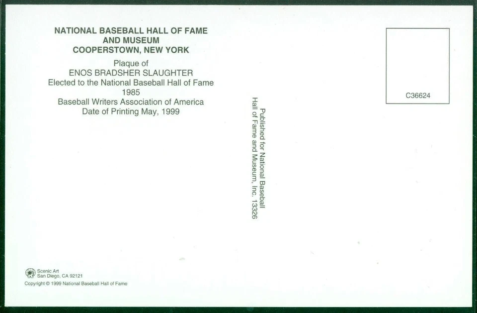 103, Original Autograph of Enos Slaughter (2), HOF Plaque Postcard, Cardinals - Image 2 of 3